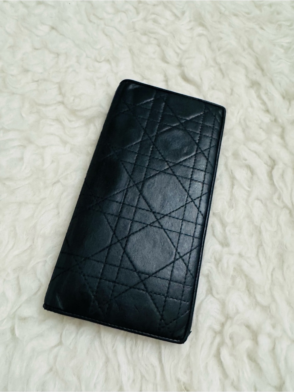 Dior Lambskin Black Quilted Long Bifold Wallet